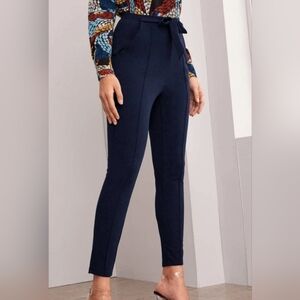 High Waist Pocket Skinny Pants Size L Navy blue